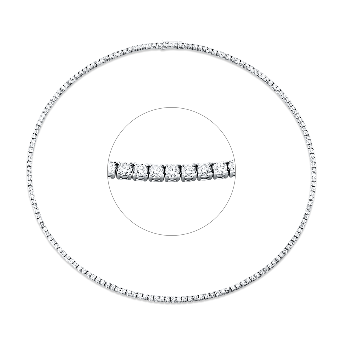 diamond full cut  tennis necklace necklace in white gold