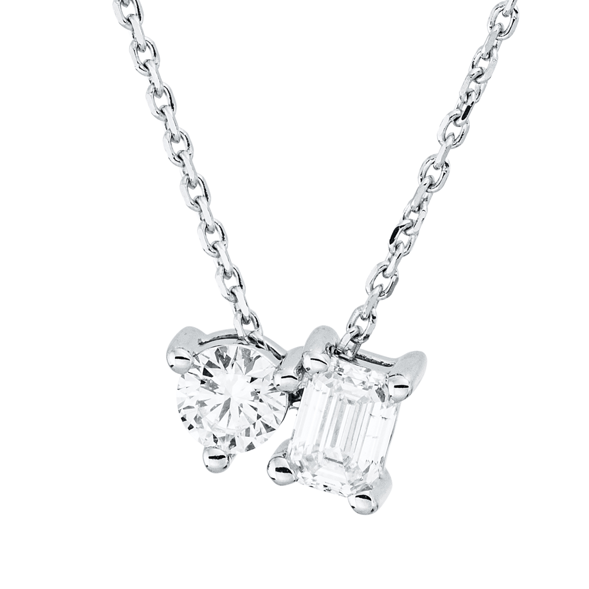 diamond full cut  baguette necklace in white gold
