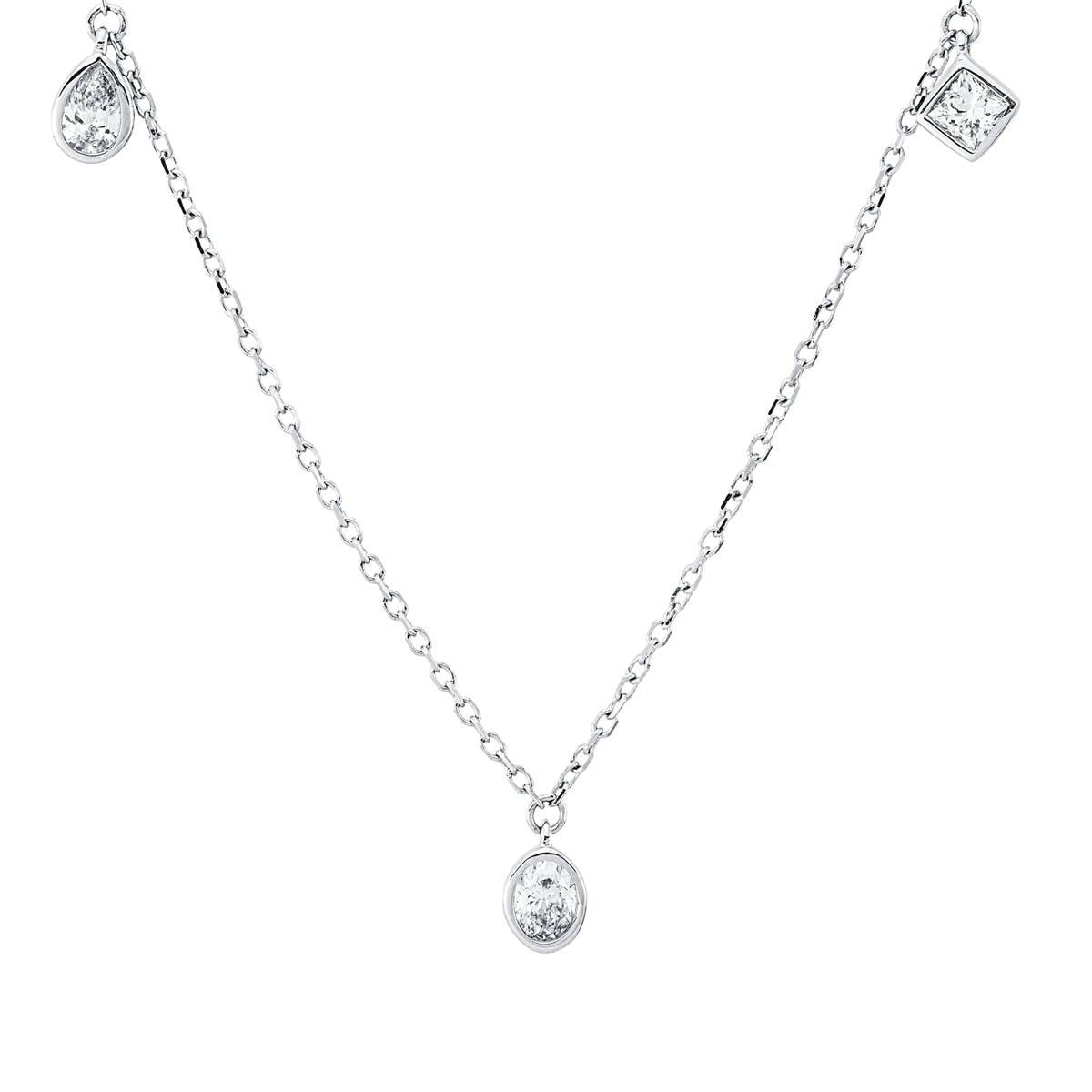 diamond full cut  modern woman necklace in white gold