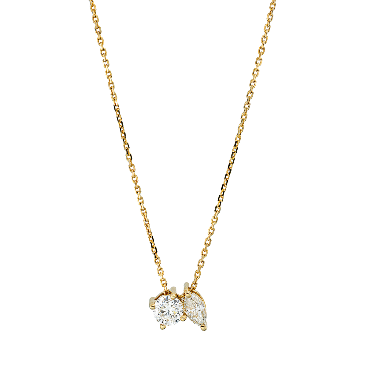 diamond full cut  modern woman necklace in yellow gold