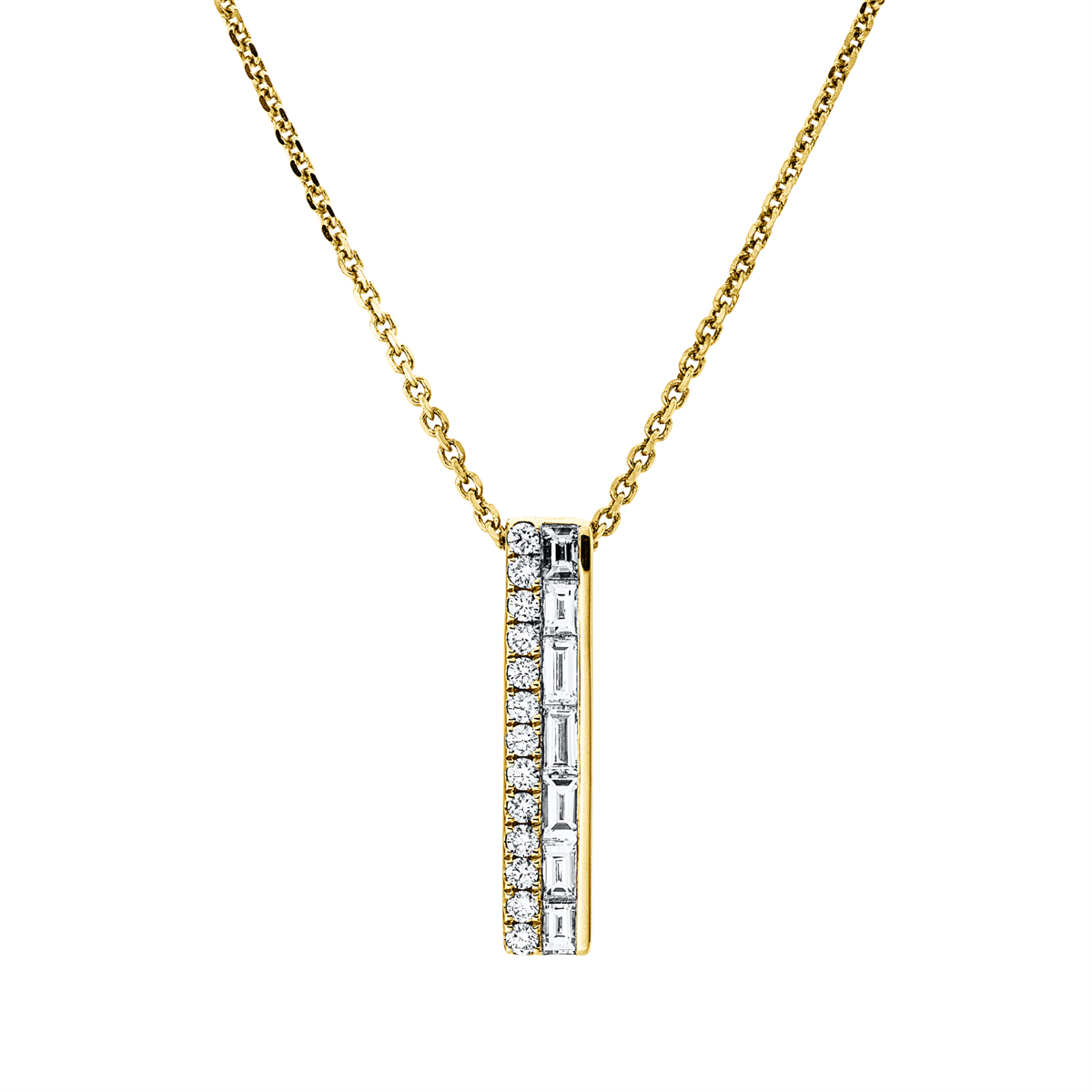 diamond full cut  modern woman necklace in yellow gold