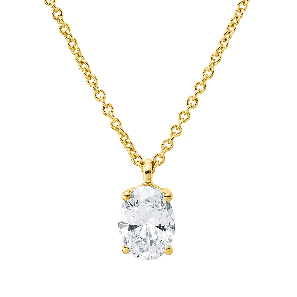 oval  solitaire necklace in yellow gold