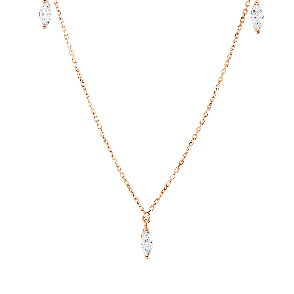 marquise  modern woman necklace in red gold
