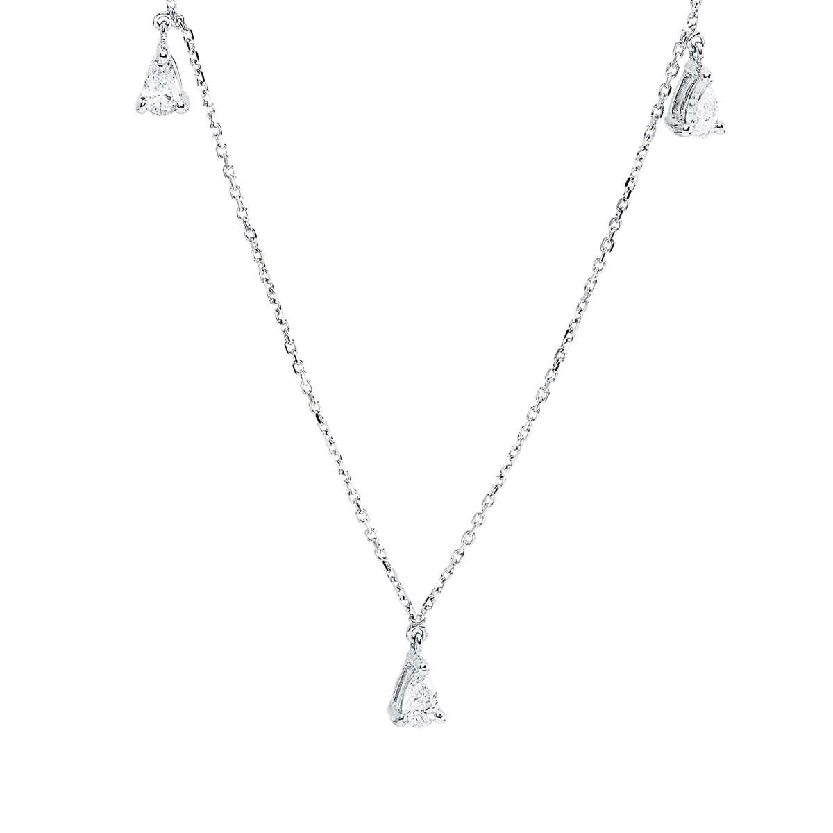 pear shape  modern woman necklace in white gold