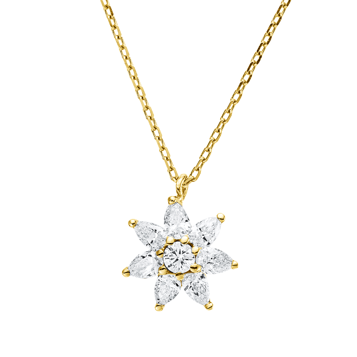 pear shape  modern woman necklace in yellow gold