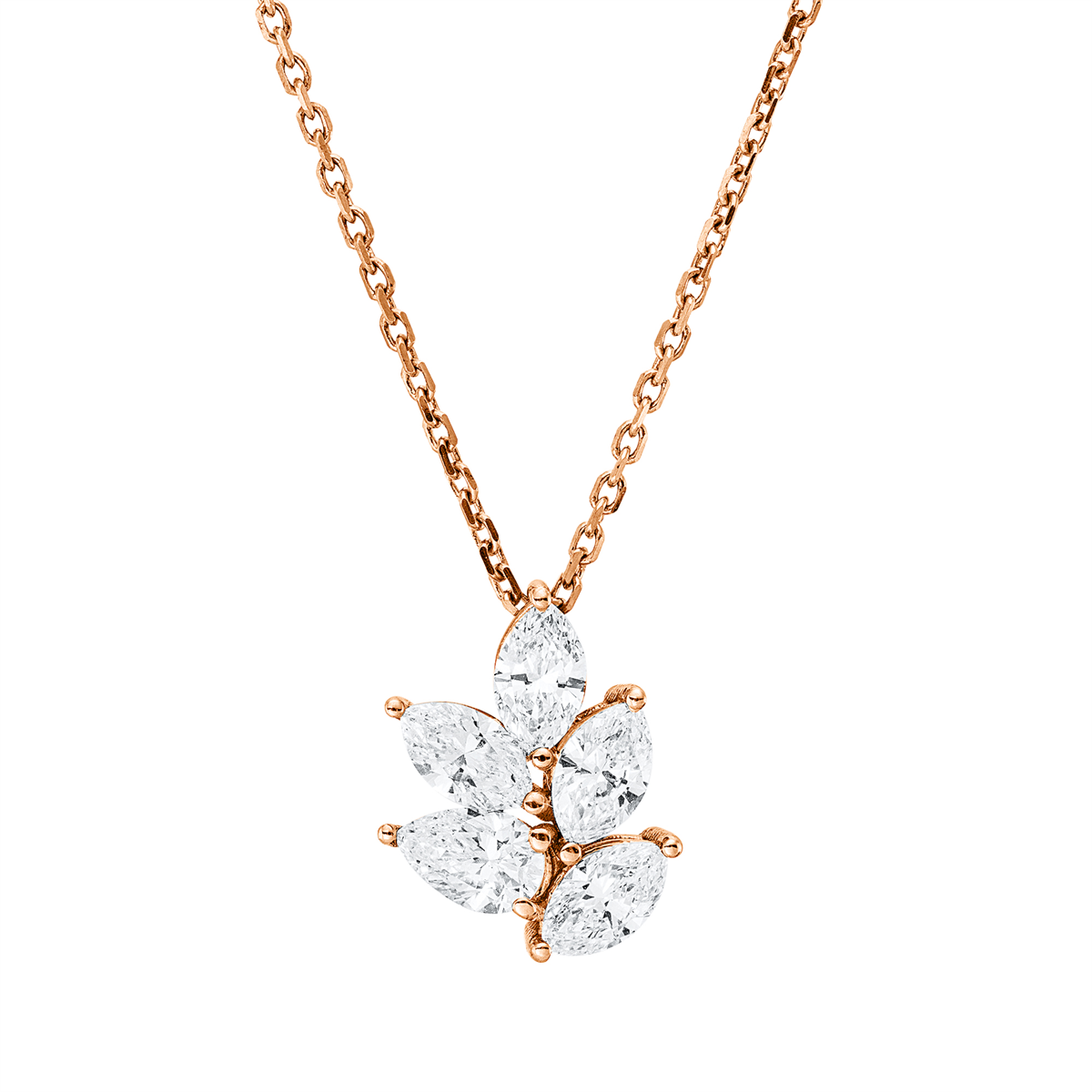 pear shape  modern woman necklace in red gold