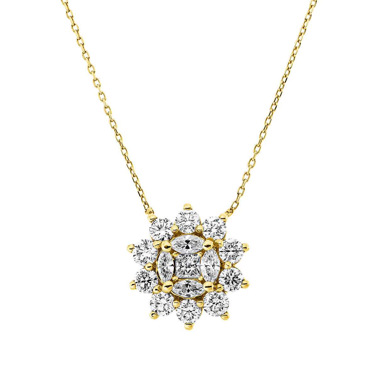 princess  illusion classic necklace in yellow gold