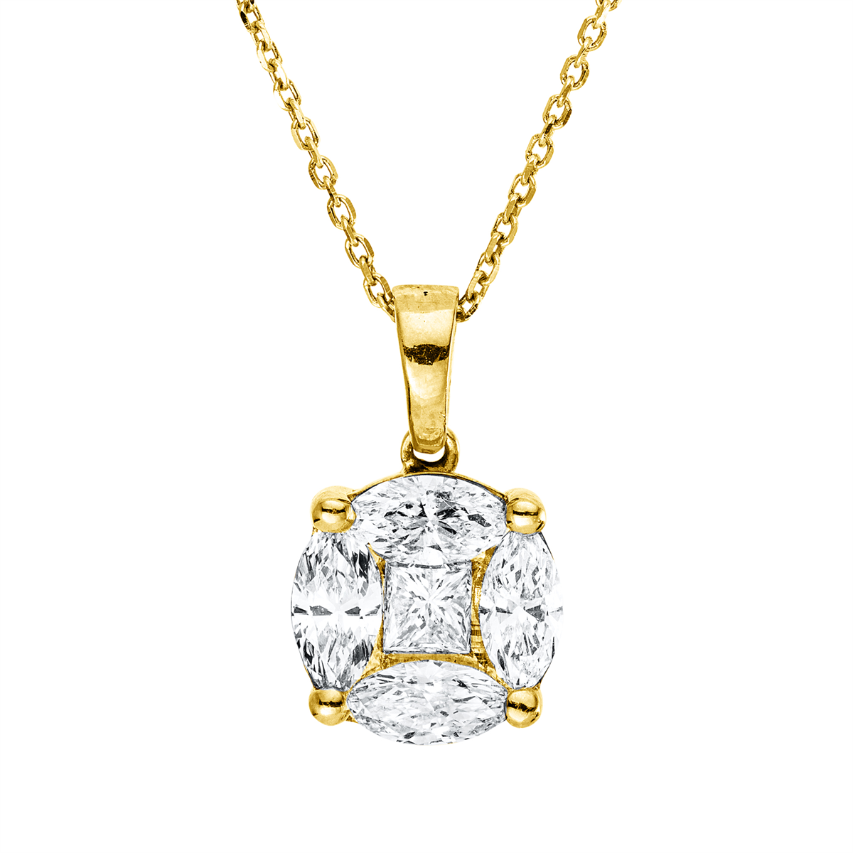 princess  illusion classic necklace in yellow gold