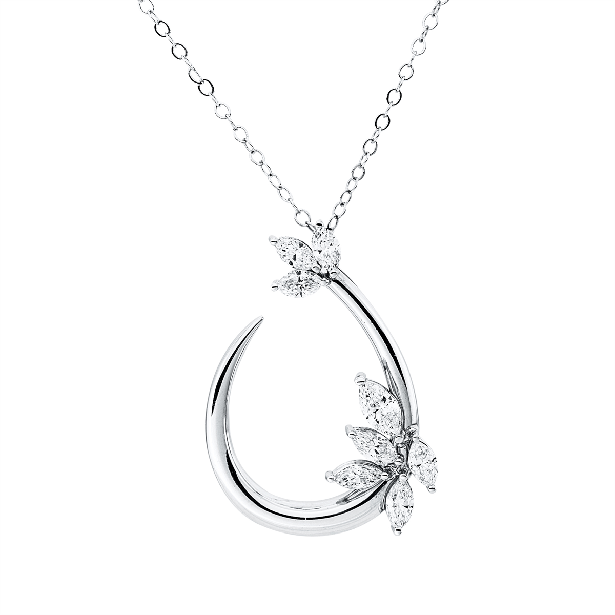 marquise  modern woman necklace in white gold