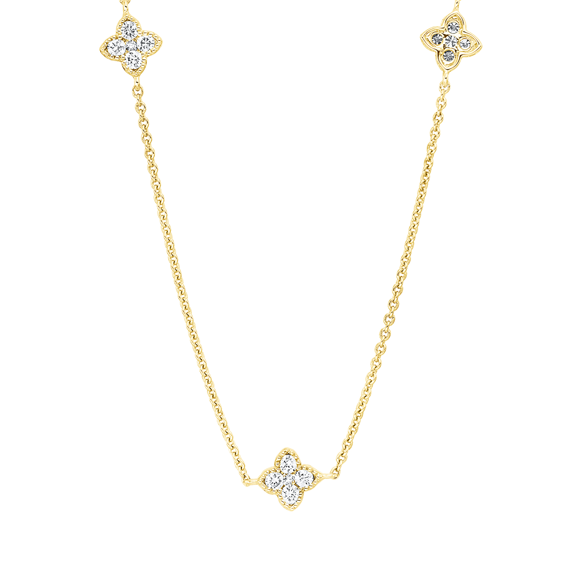 diamond full cut  illusion classic necklace in yellow gold
