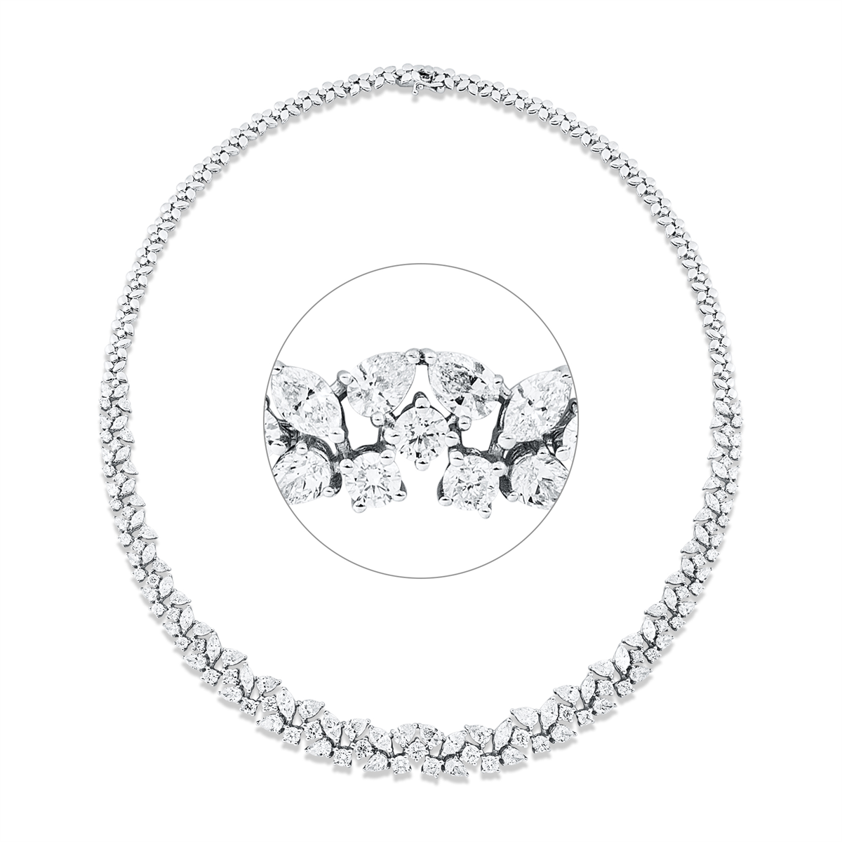 diamond full cut  exclusive necklace in white gold