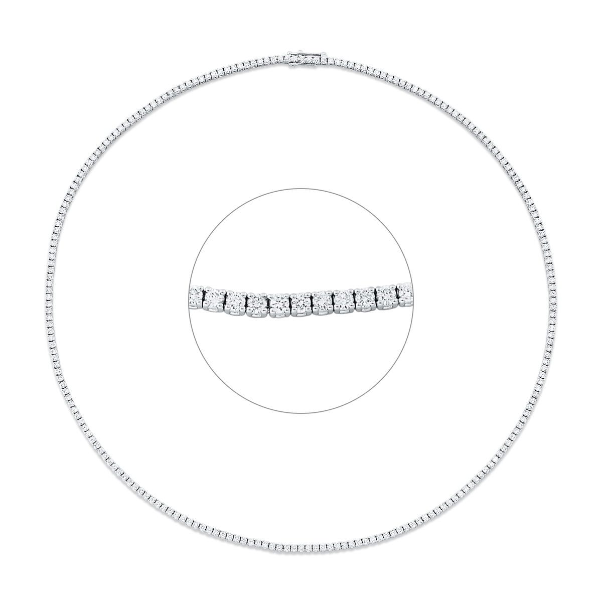 diamond full cut  tennis necklace necklace in white gold