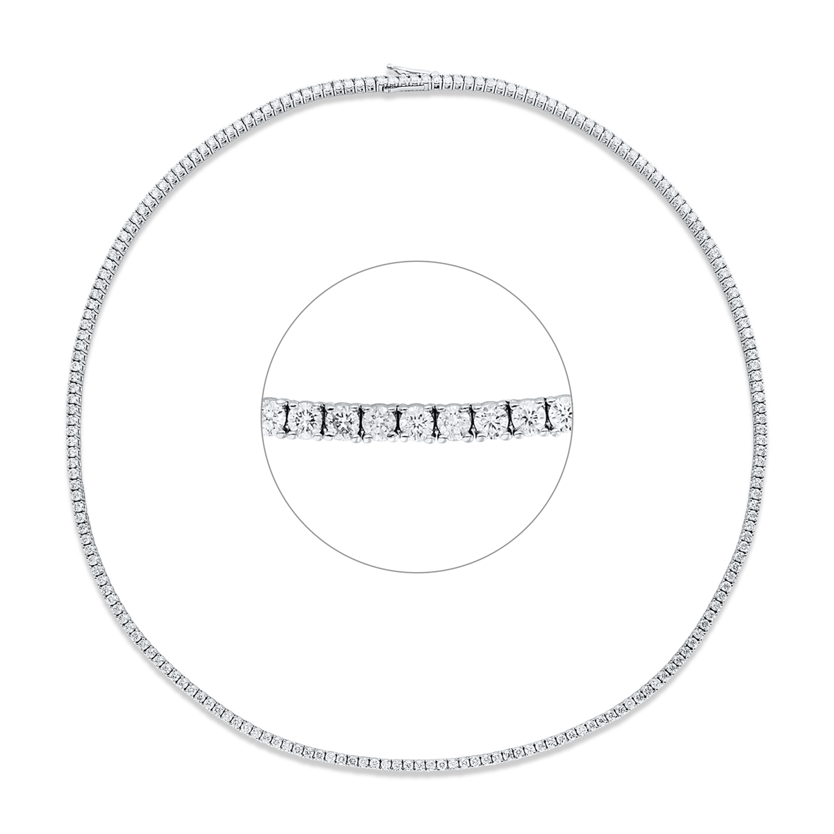 diamond full cut  tennis necklace necklace in white gold