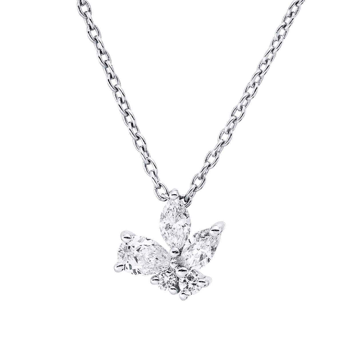 diamond full cut  modern woman necklace in white gold