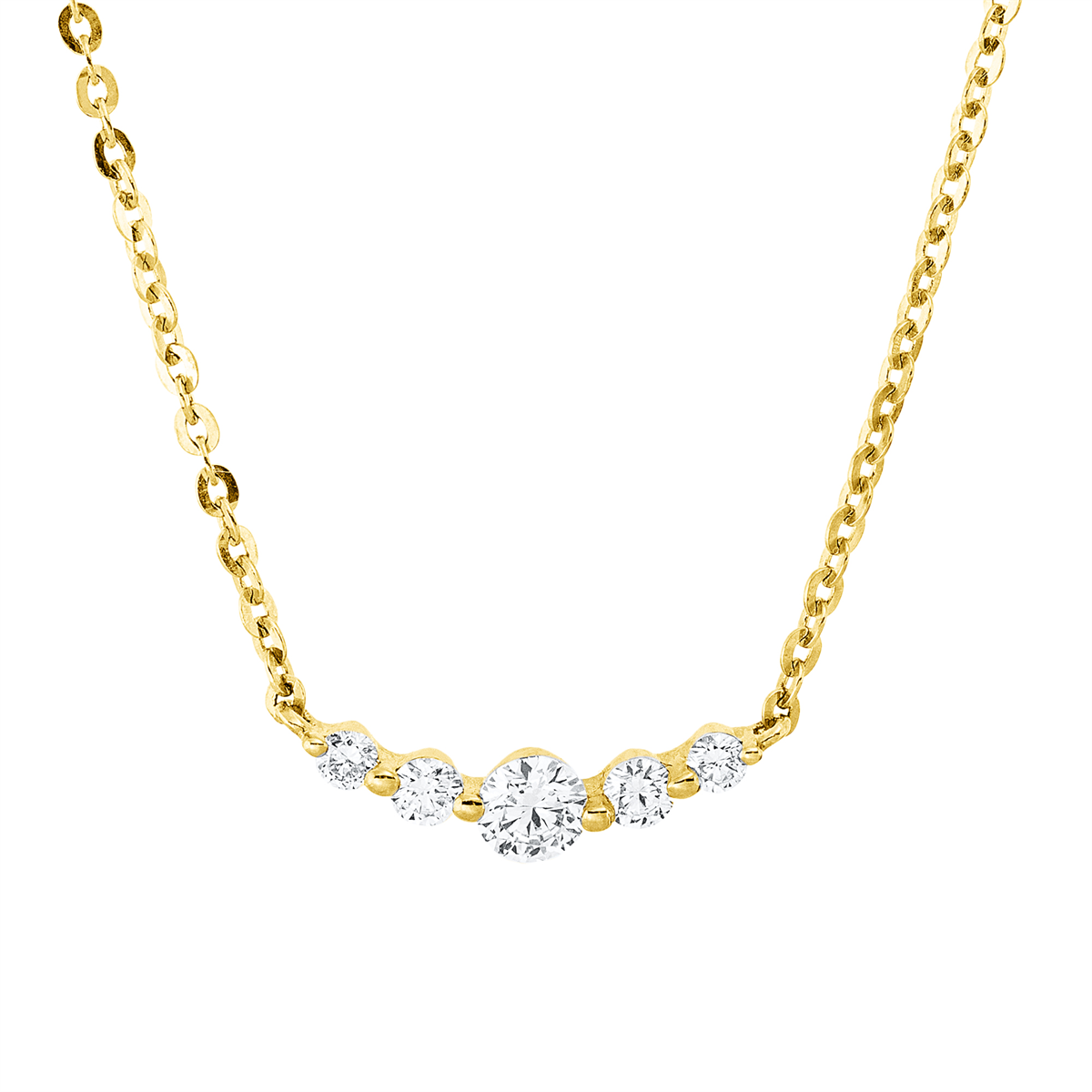diamond full cut  modern woman necklace in yellow gold