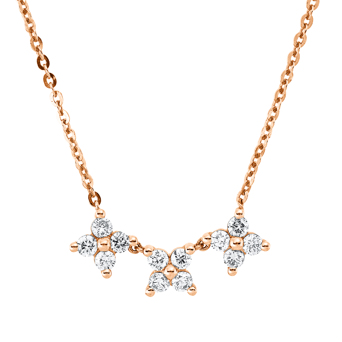 diamond full cut  modern woman necklace in red gold