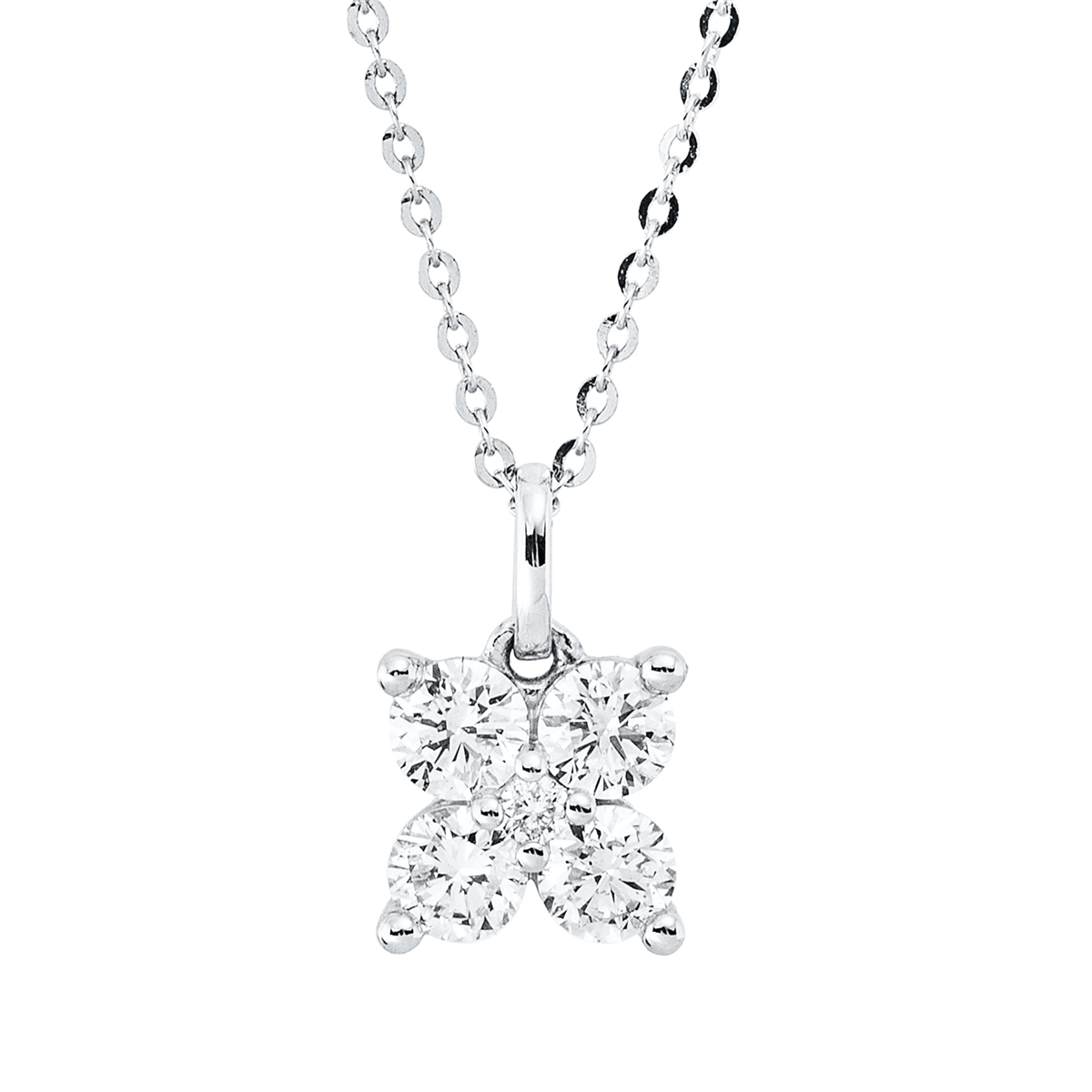 diamond full cut  illusion classic necklace in white gold