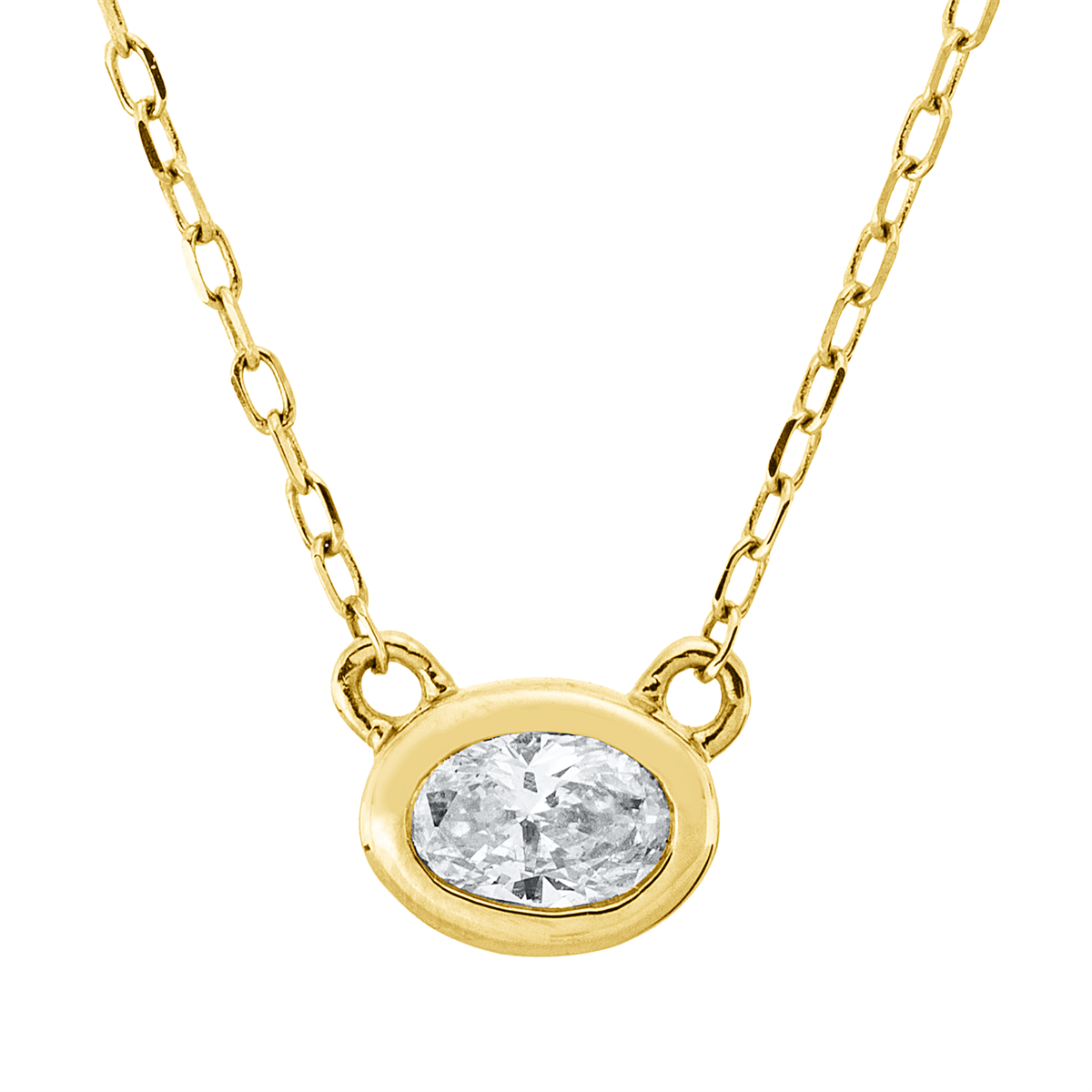 oval  solitaire necklace in yellow gold