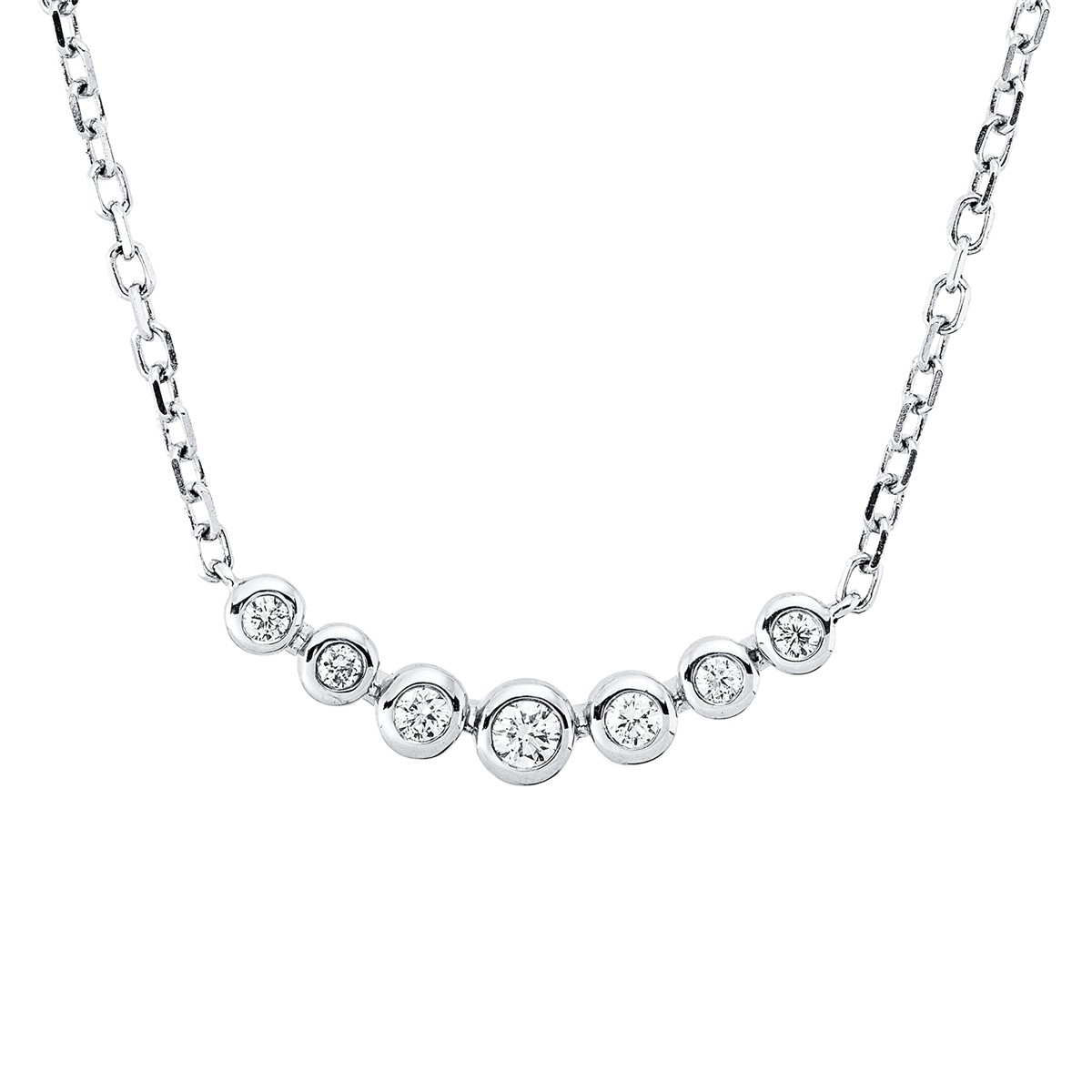 diamond full cut  modern woman necklace in white gold