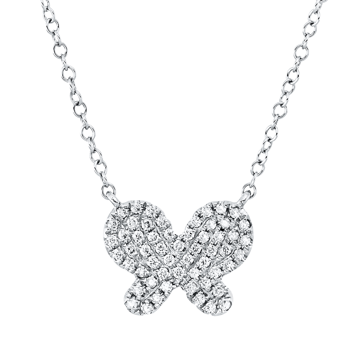 diamond full cut  animal necklace in white gold