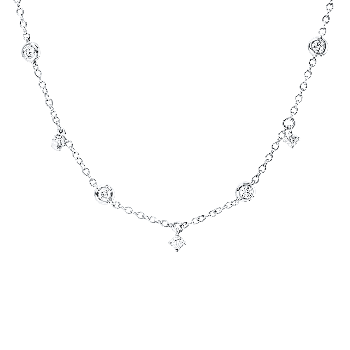 diamond full cut  modern woman necklace in white gold