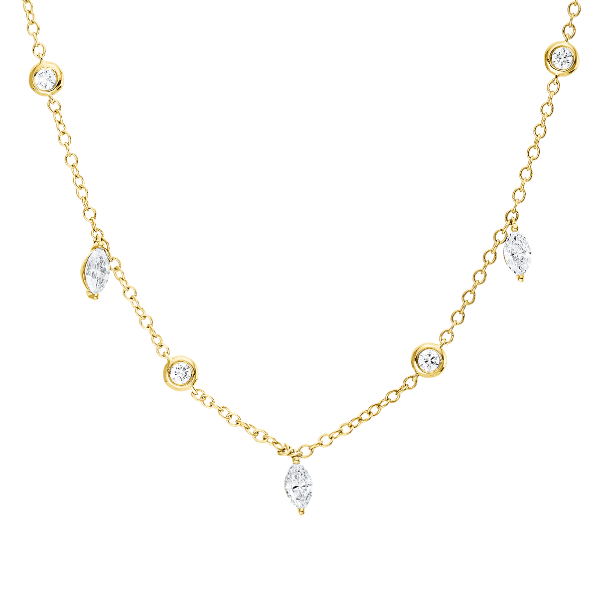 diamond full cut  modern woman necklace in yellow gold