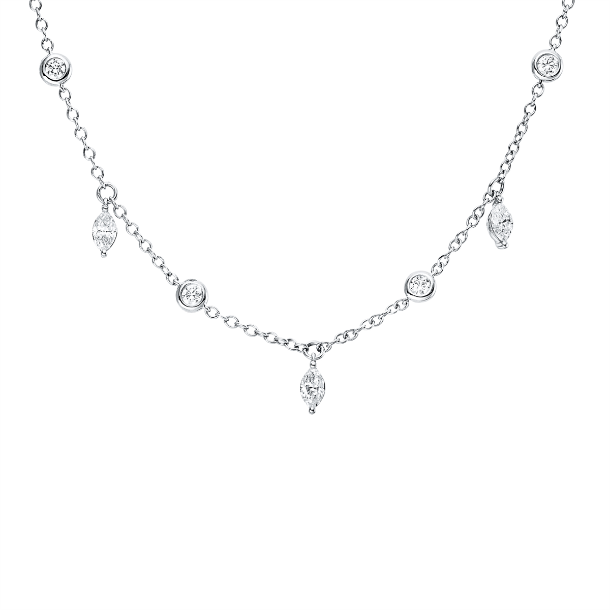 diamond full cut  modern woman necklace in white gold