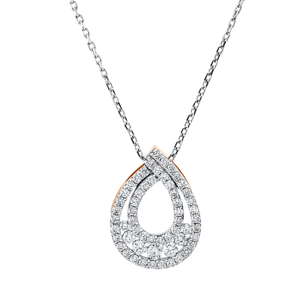diamond full cut  modern woman necklace in red gold / white gold