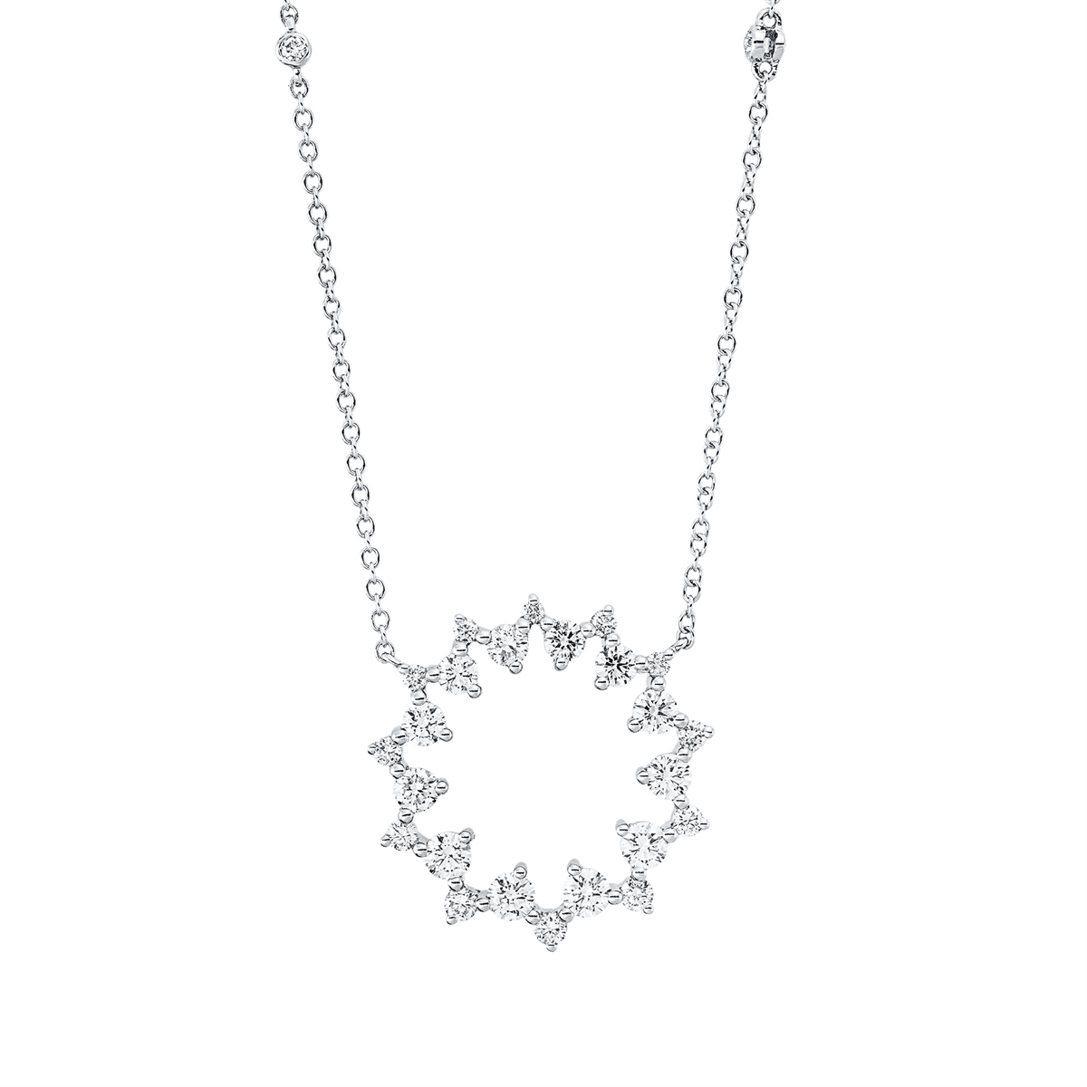 diamond full cut  multi-stone necklace in white gold