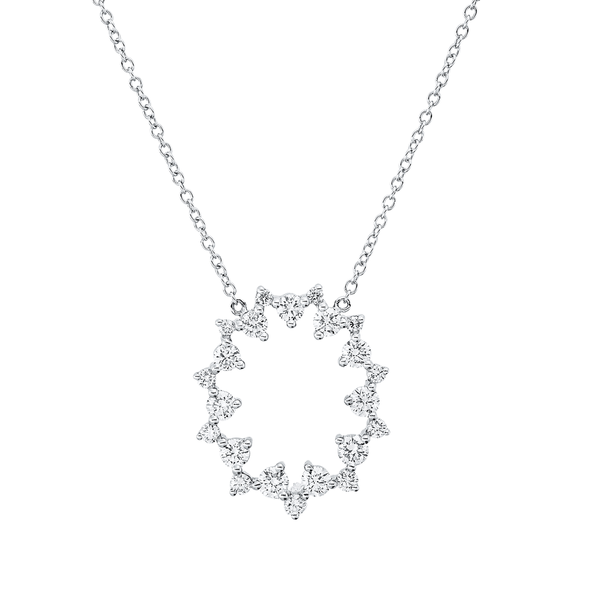 diamond full cut  multi-stone necklace in white gold