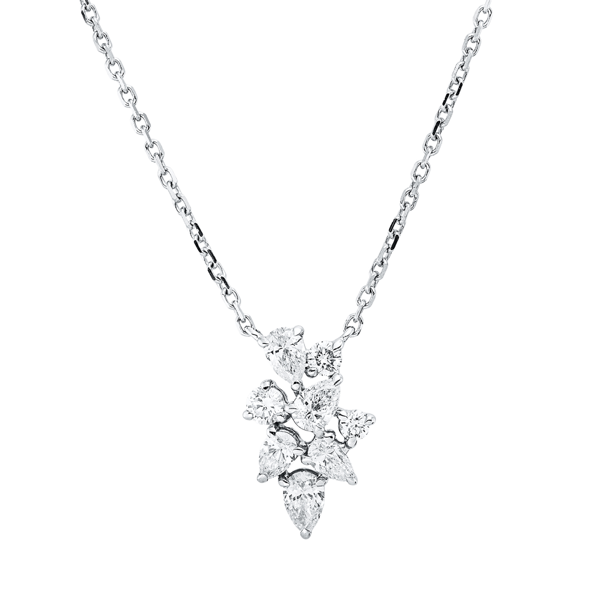 diamond full cut  modern woman necklace in white gold