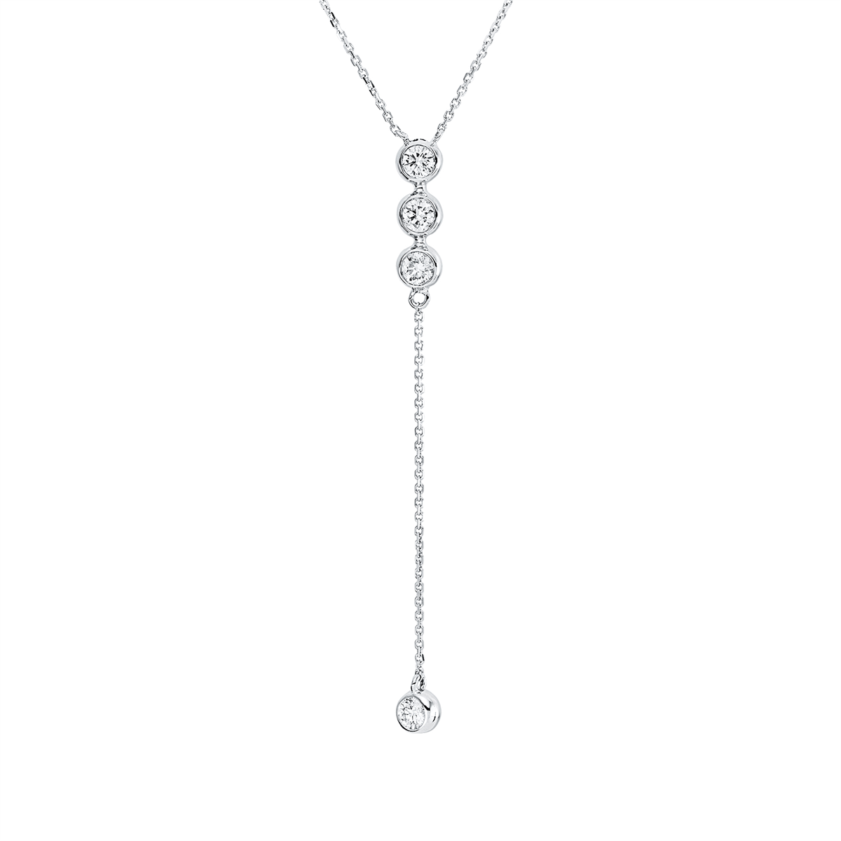 diamond full cut  multi-stone necklace in white gold