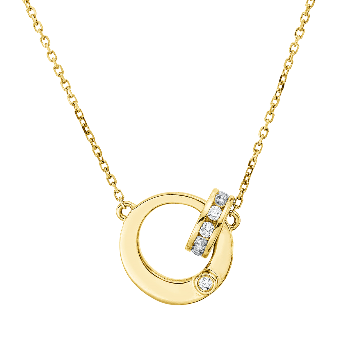 diamond full cut  modern woman necklace in yellow gold