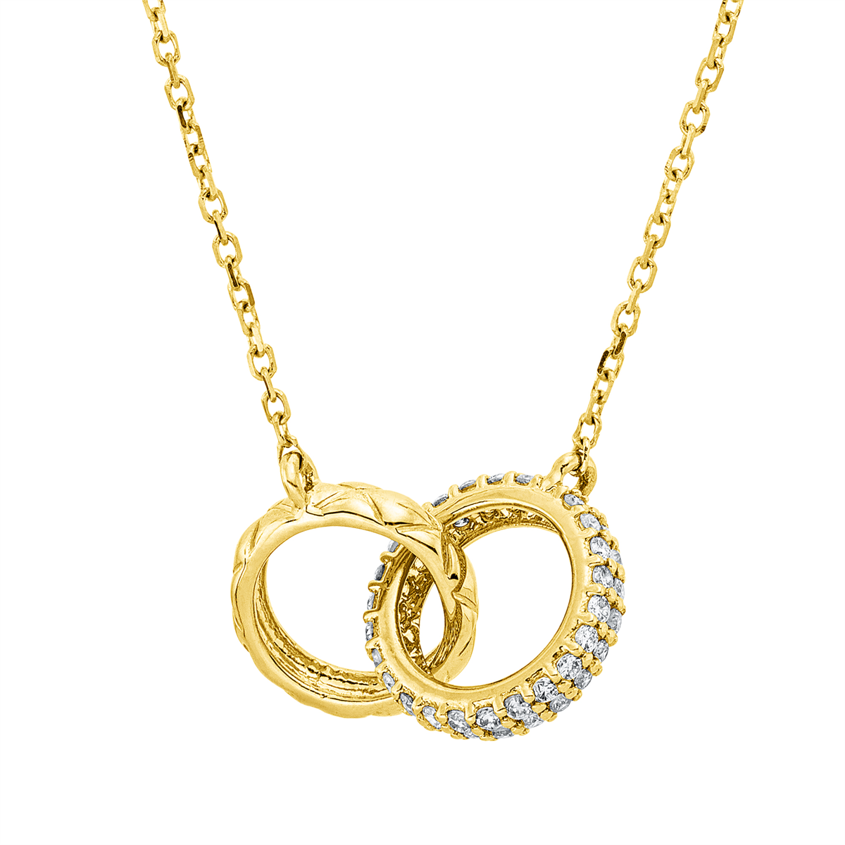 diamond full cut  modern woman necklace in yellow gold