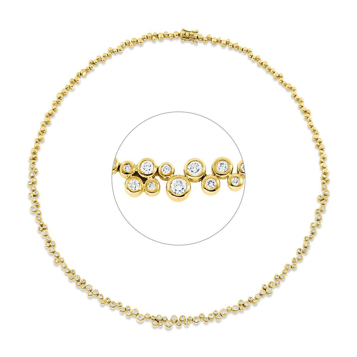 diamond full cut  multi-stone necklace in yellow gold