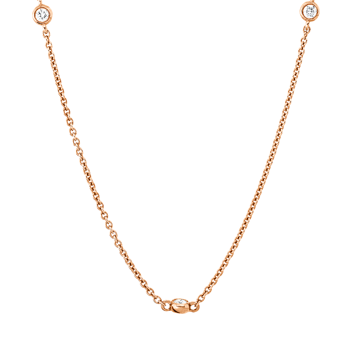 diamond full cut  modern woman necklace in red gold