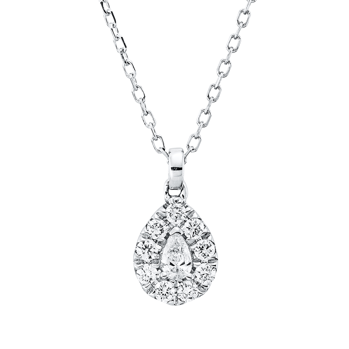 diamond full cut  illusion classic necklace in white gold