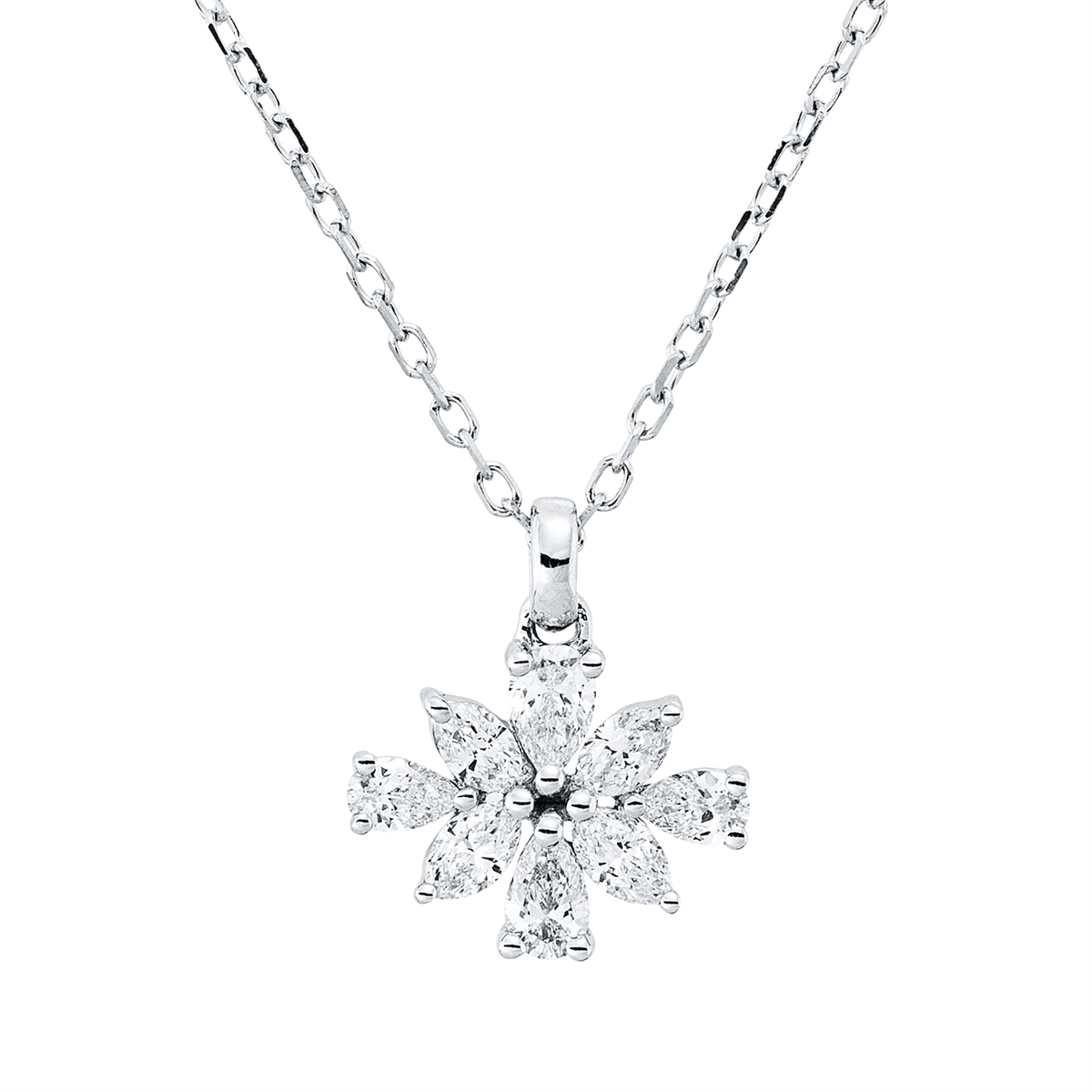 pear shape  modern woman necklace in white gold