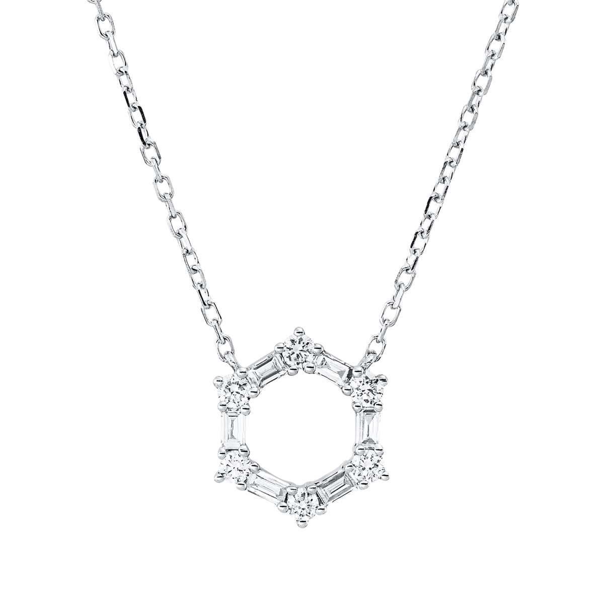 diamond full cut  modern woman necklace in white gold