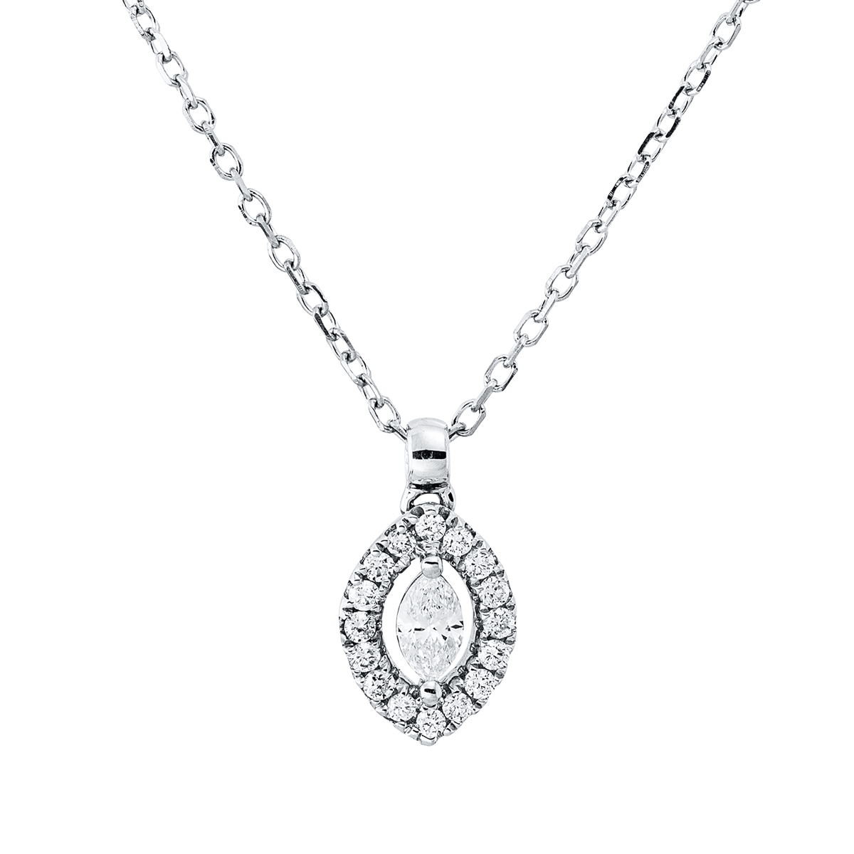 diamond full cut  modern woman necklace in white gold
