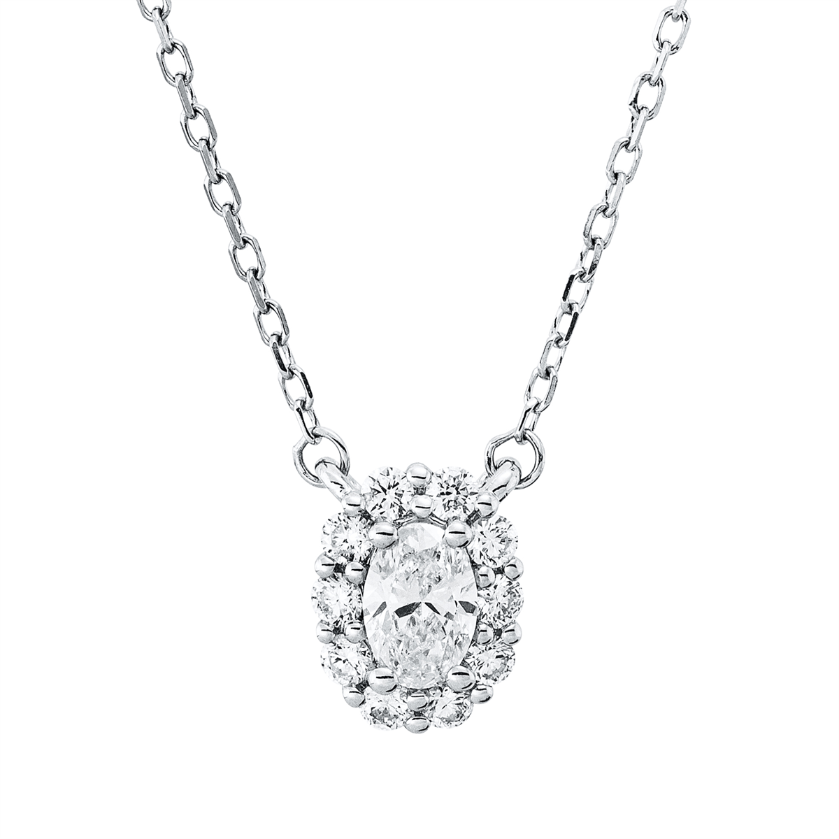 diamond full cut  modern woman necklace in white gold