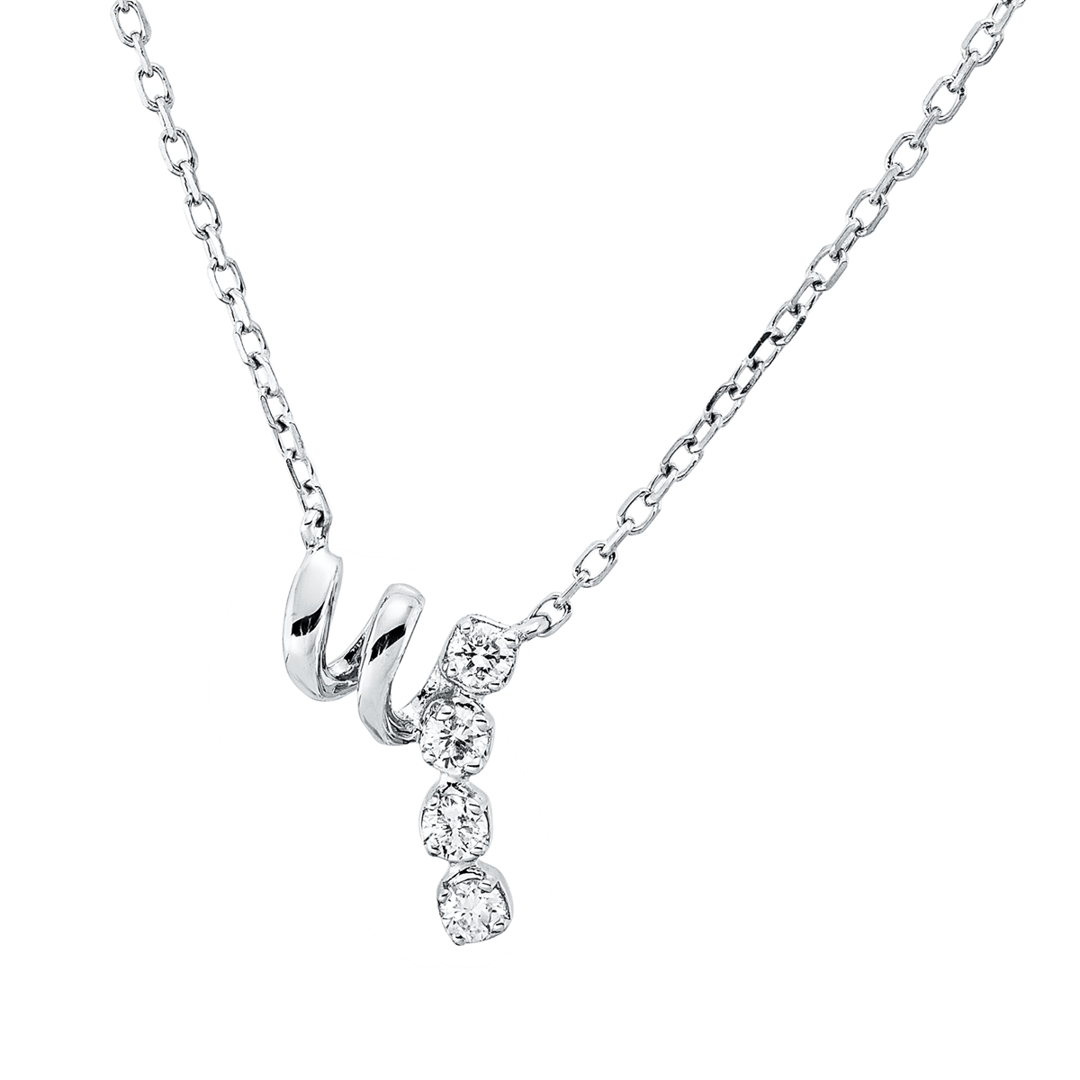 diamond full cut  modern woman necklace in white gold