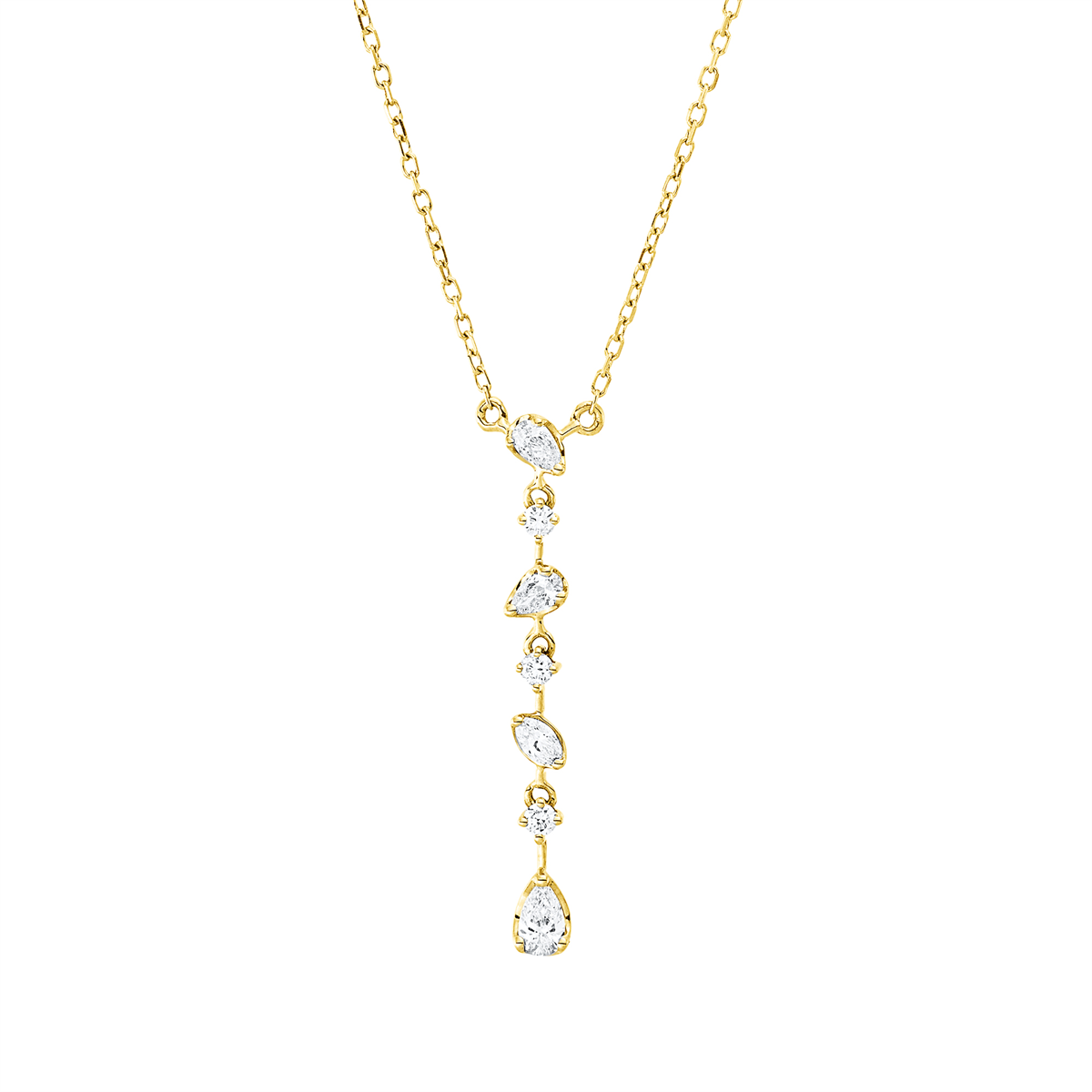 diamond full cut  modern woman necklace in yellow gold