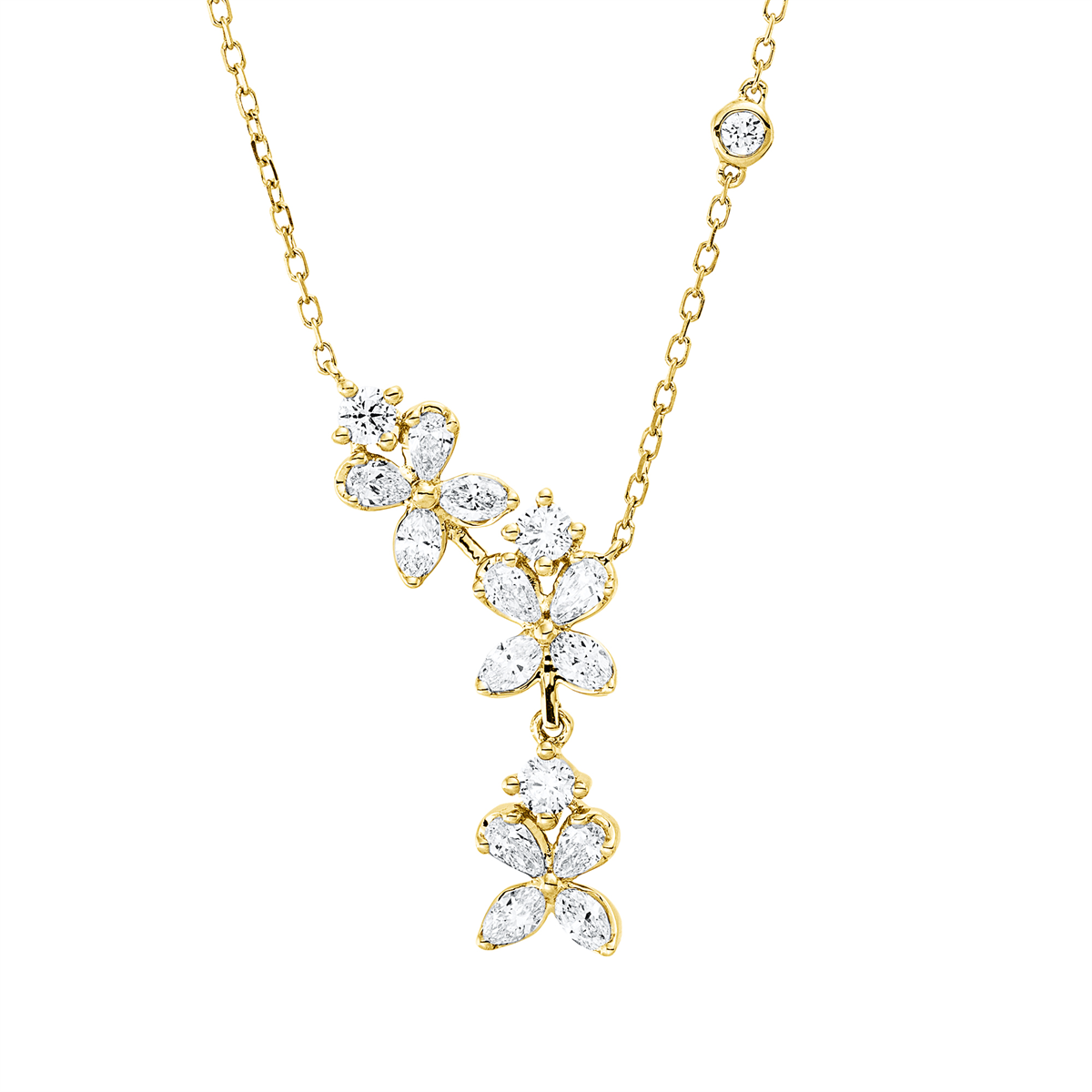 diamond full cut  modern woman necklace in yellow gold