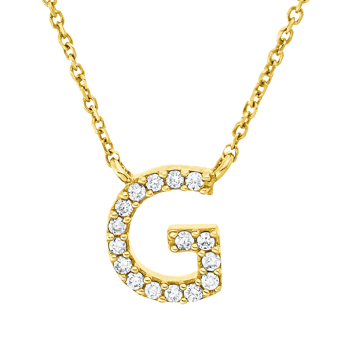 diamond full cut  letter necklace in yellow gold