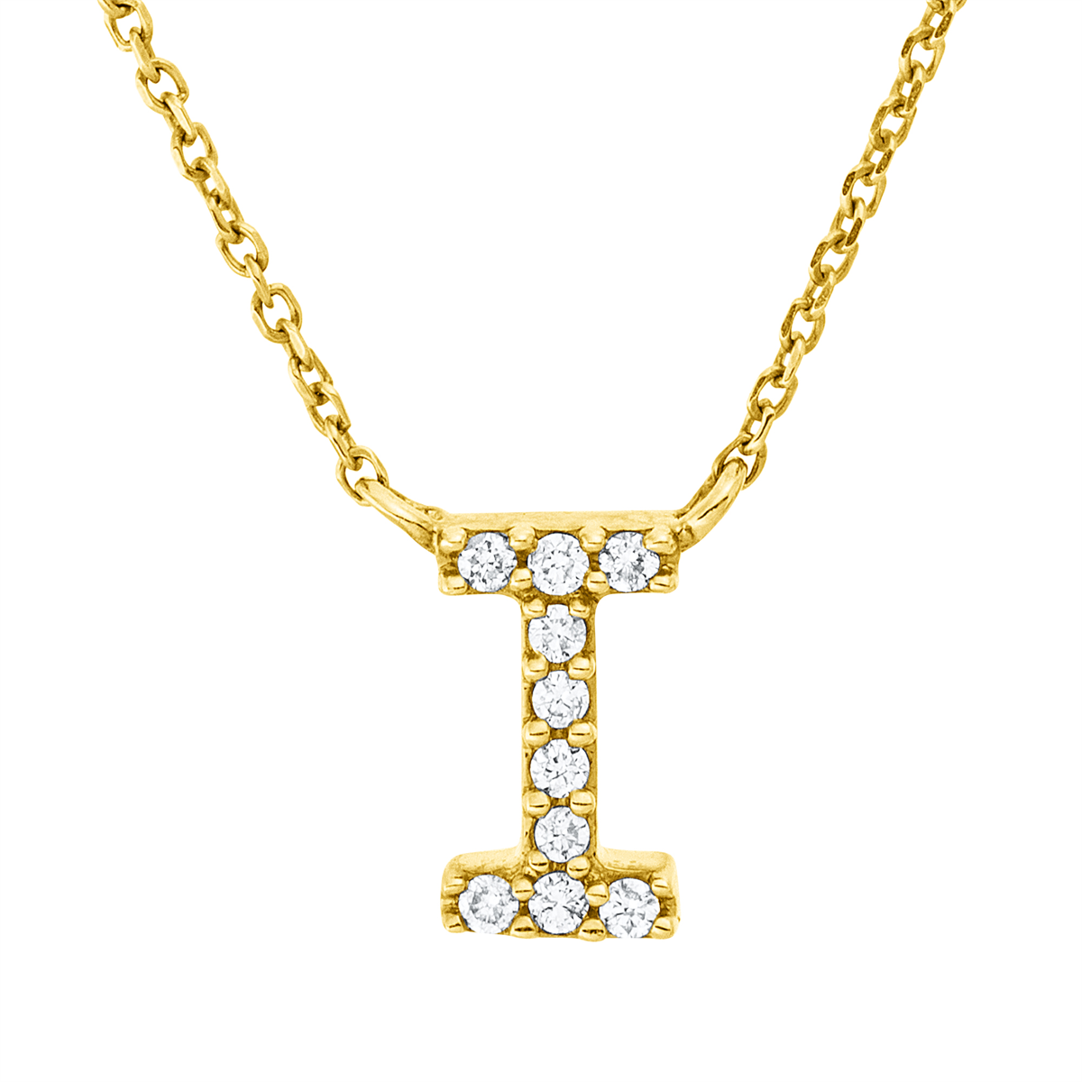 diamond full cut  letter necklace in yellow gold