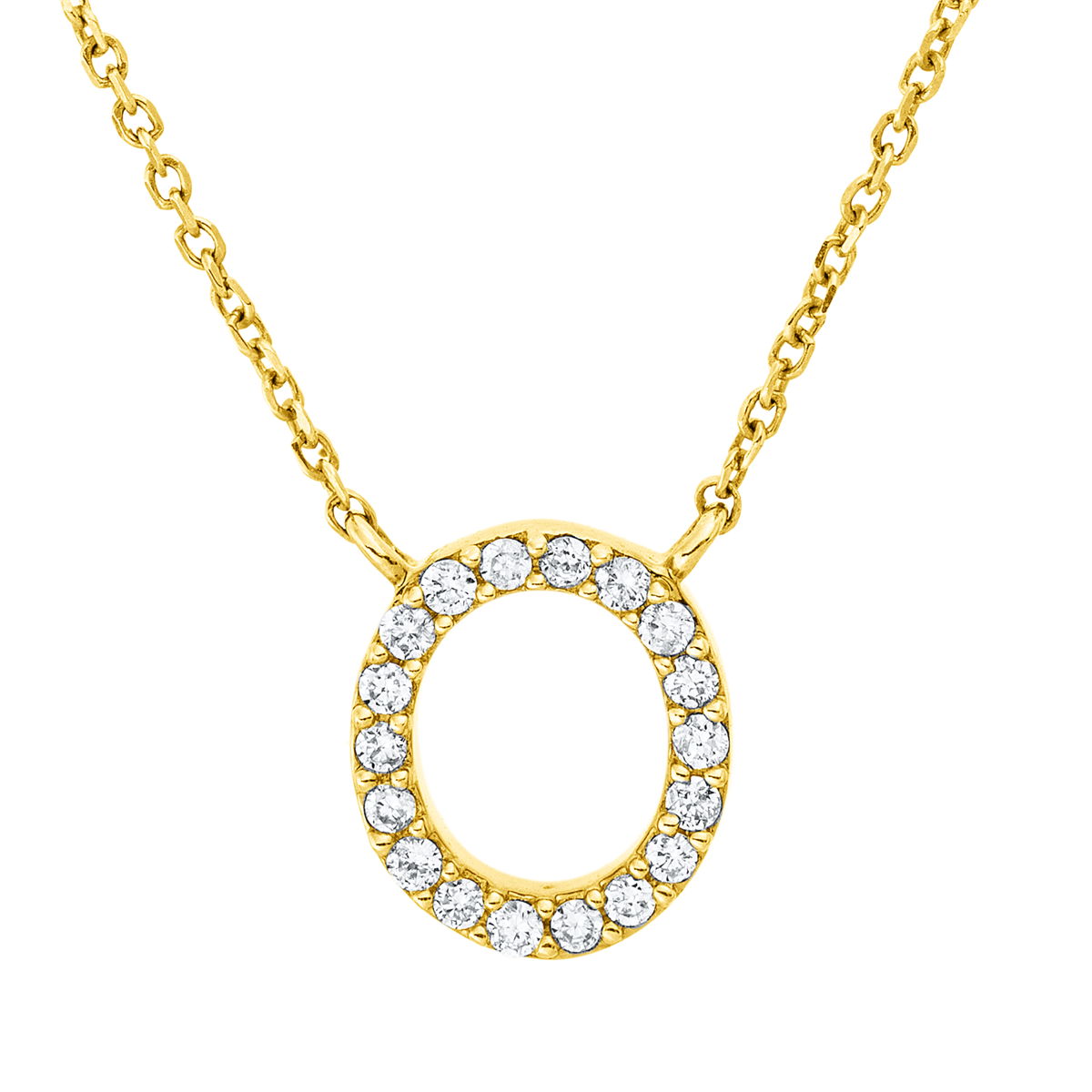 diamond full cut  letter necklace in yellow gold