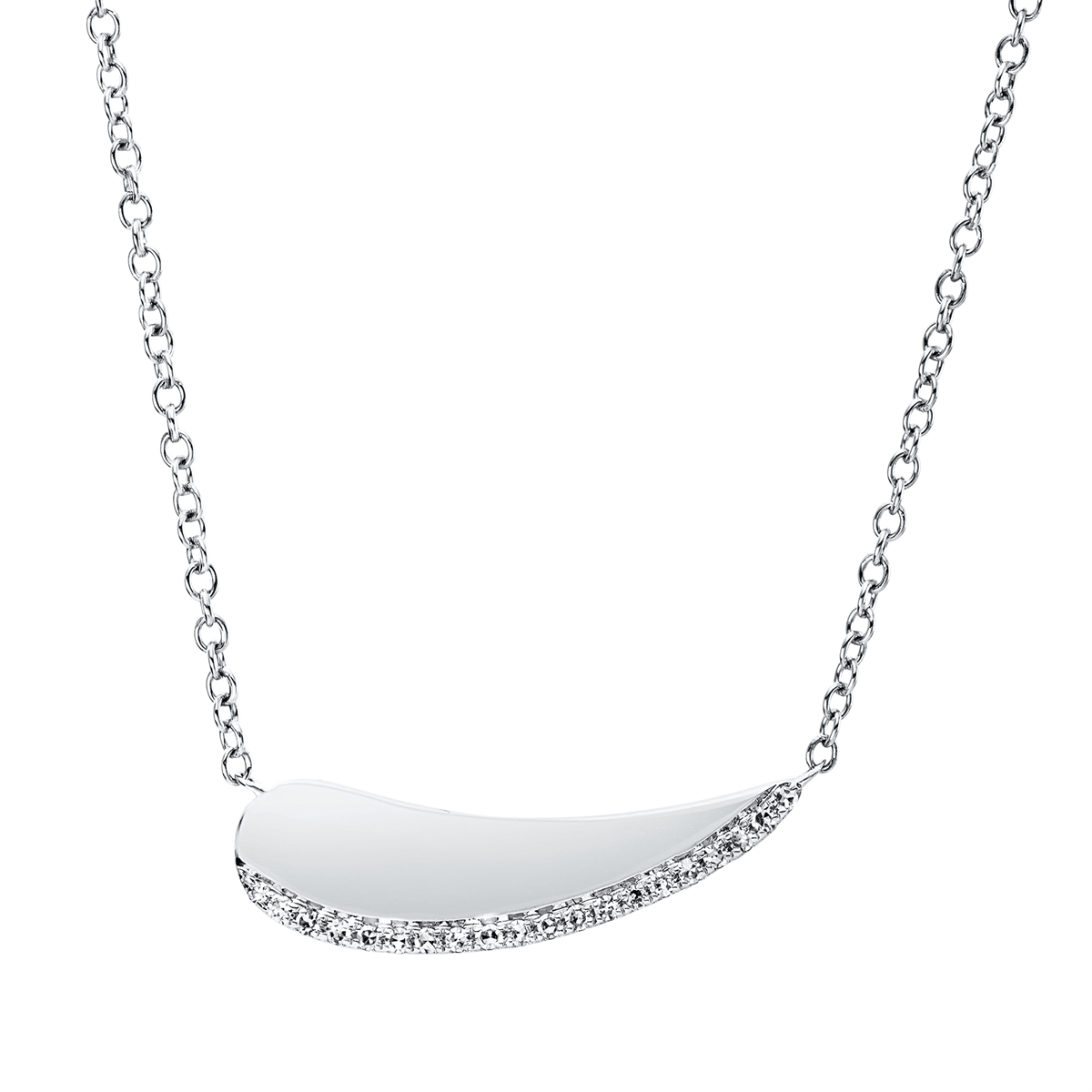 diamond single cut  modern woman necklace in white gold