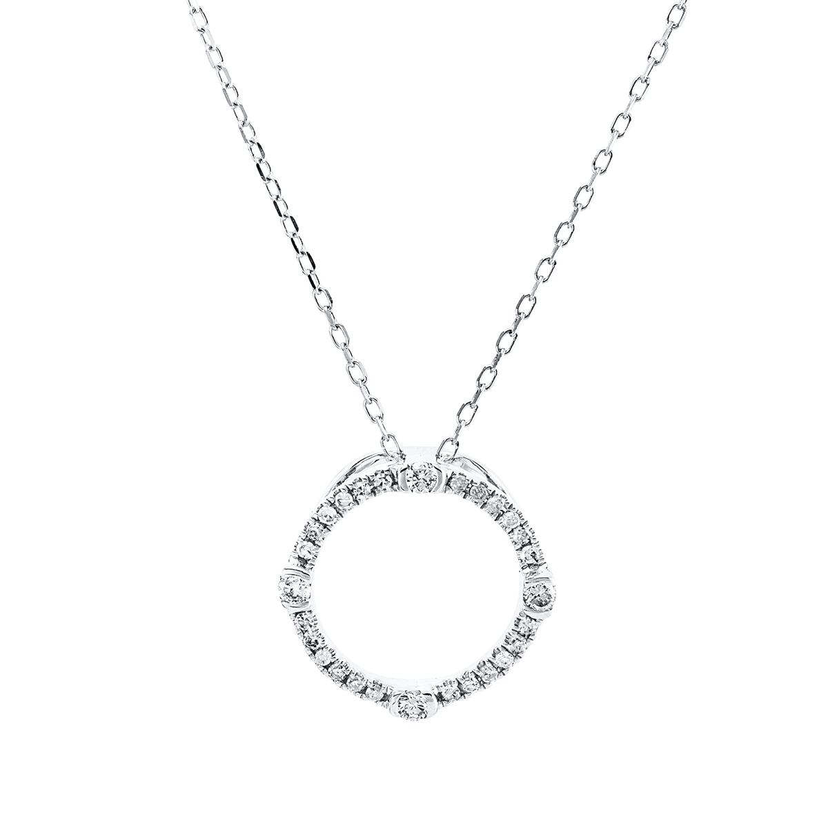 diamond full cut  modern woman necklace in white gold