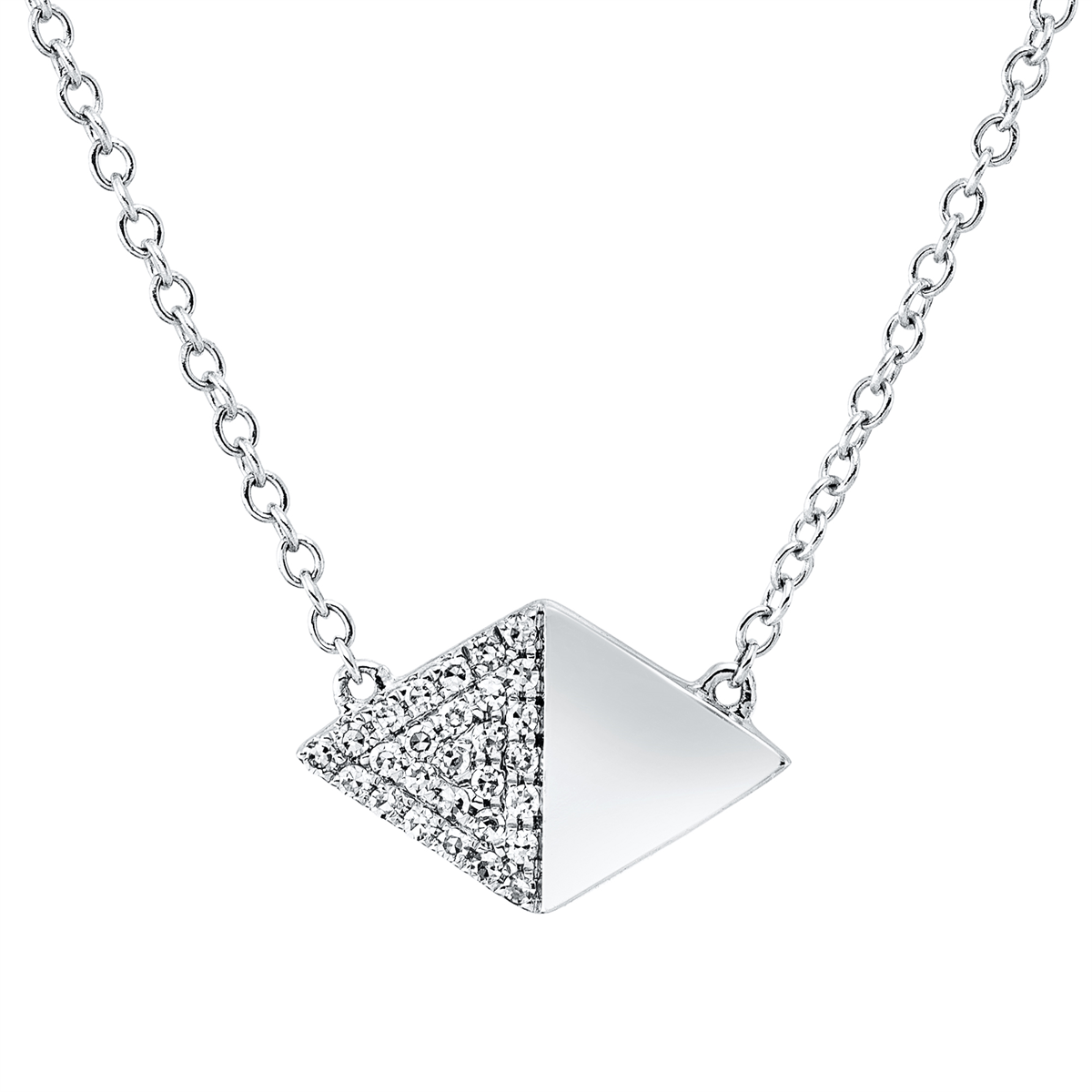 diamond single cut  modern woman necklace in white gold